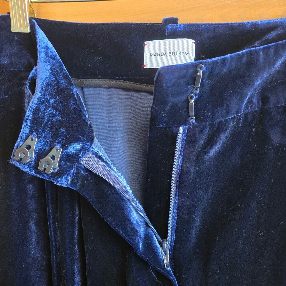 Magda Butrym Jena Tuxedo Pant RTW 2018 Blue Velvet 34 2 Side Stripe High Waisted - Picture 4 of 7